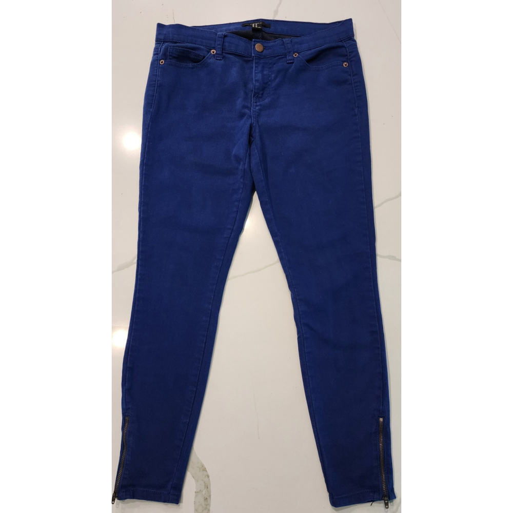 Forever 21 Royal Blue Skinny Jeans Pants Ankle Zippers Women's 27